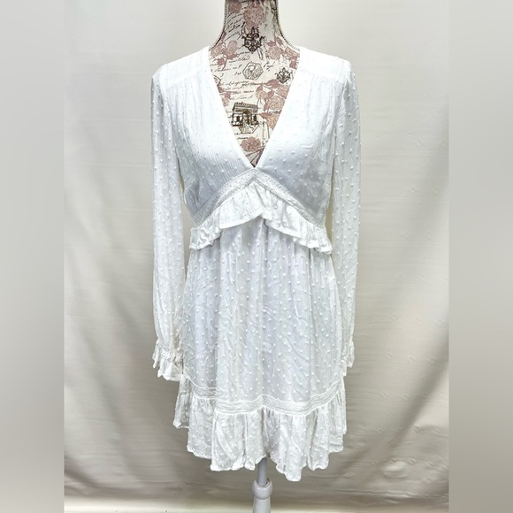 PAIGE White ODELISE raised dot ruffle hem mini dress size‎ S. - Picture 5 of 15